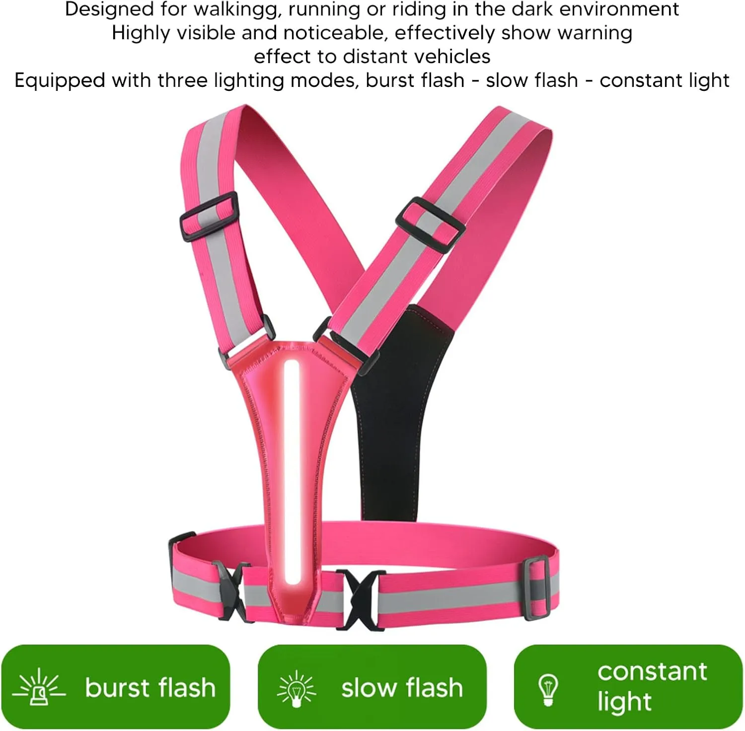 EVTSCAN Reflective Vest USB Charging Safe Adjustable for Night Running Cycling Outdoor Activities