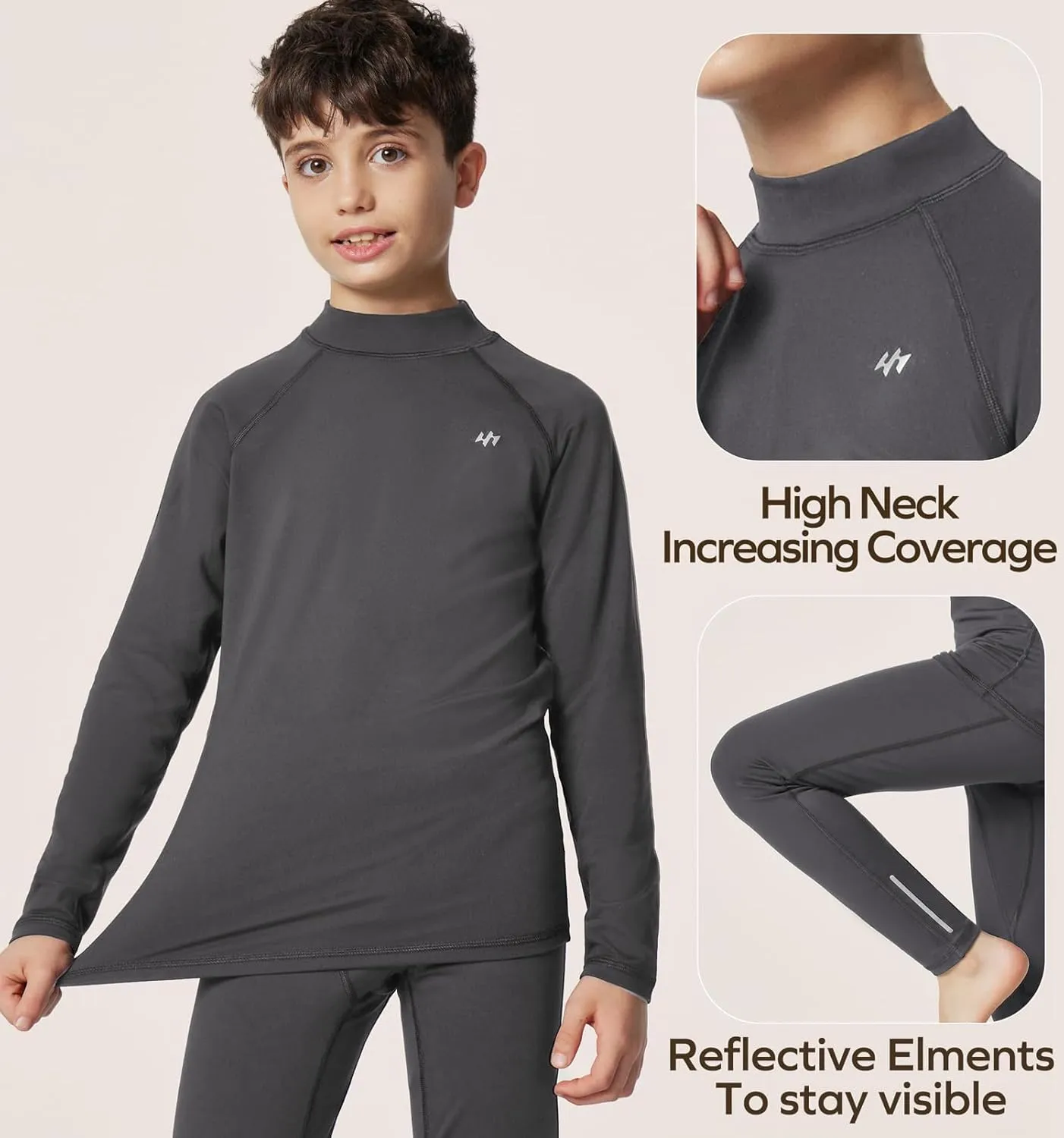 Ewedoos Thermal Underwear Set for Kids Thermals Top and Bottom Set Boys Long Johns Base Layer Thermal Set