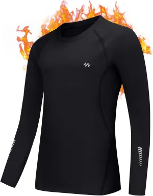 Ewedoos Youth Boys Compression Thermal Shirt Long Sleeve Fleece Undershirts Warm Base Layer for Boy Football Baseball Soccer