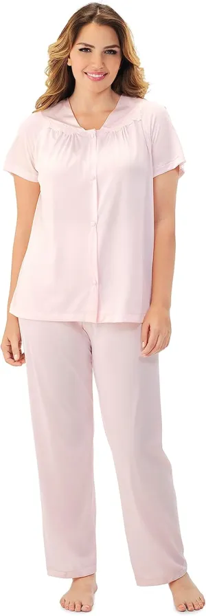 Exquisite Form 90107 Women's Nylon Tricot Short Sleeve Matching Pajama Set