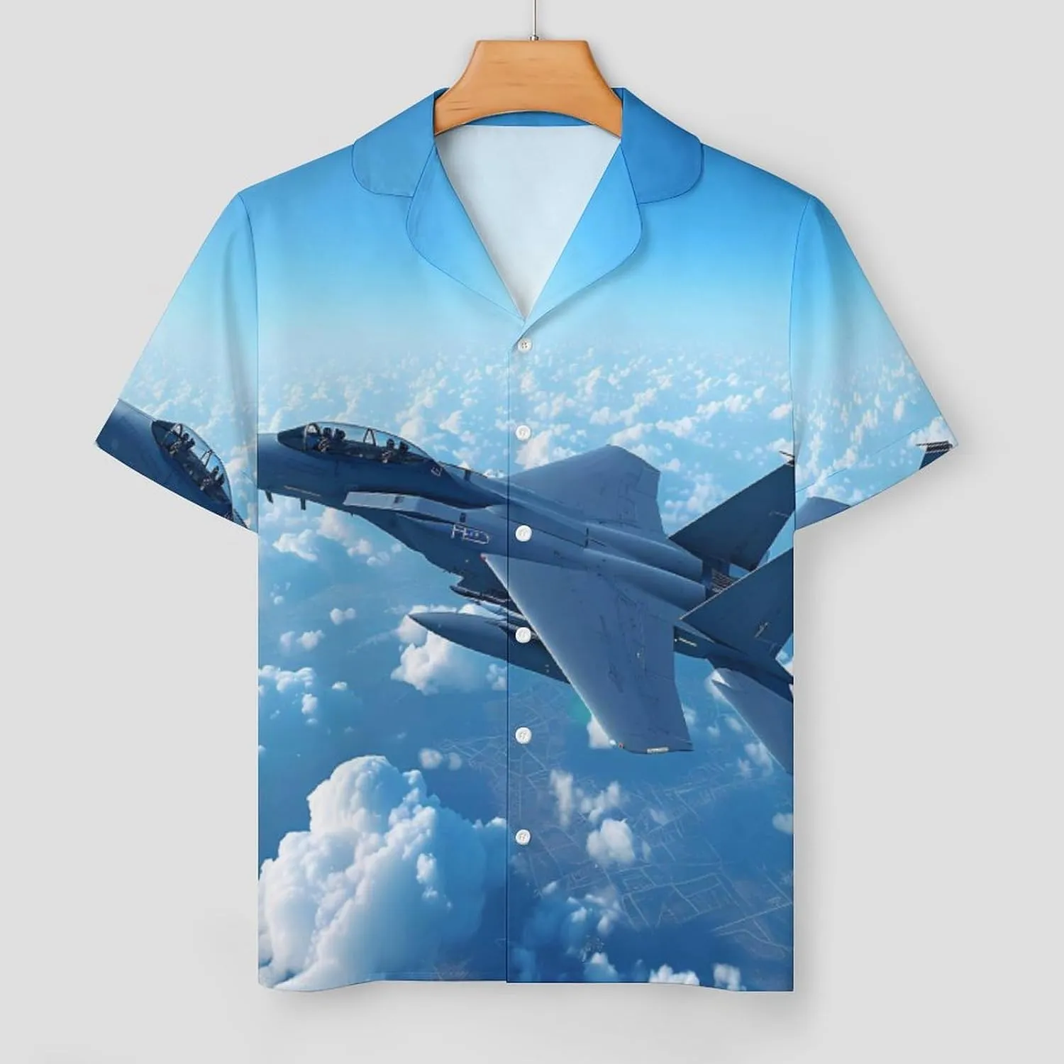 F-15 Eagle Jet Plane Women's Satin Pajama Set Short Sleeve Button Down Sleepwear Loungewear Pj Set
