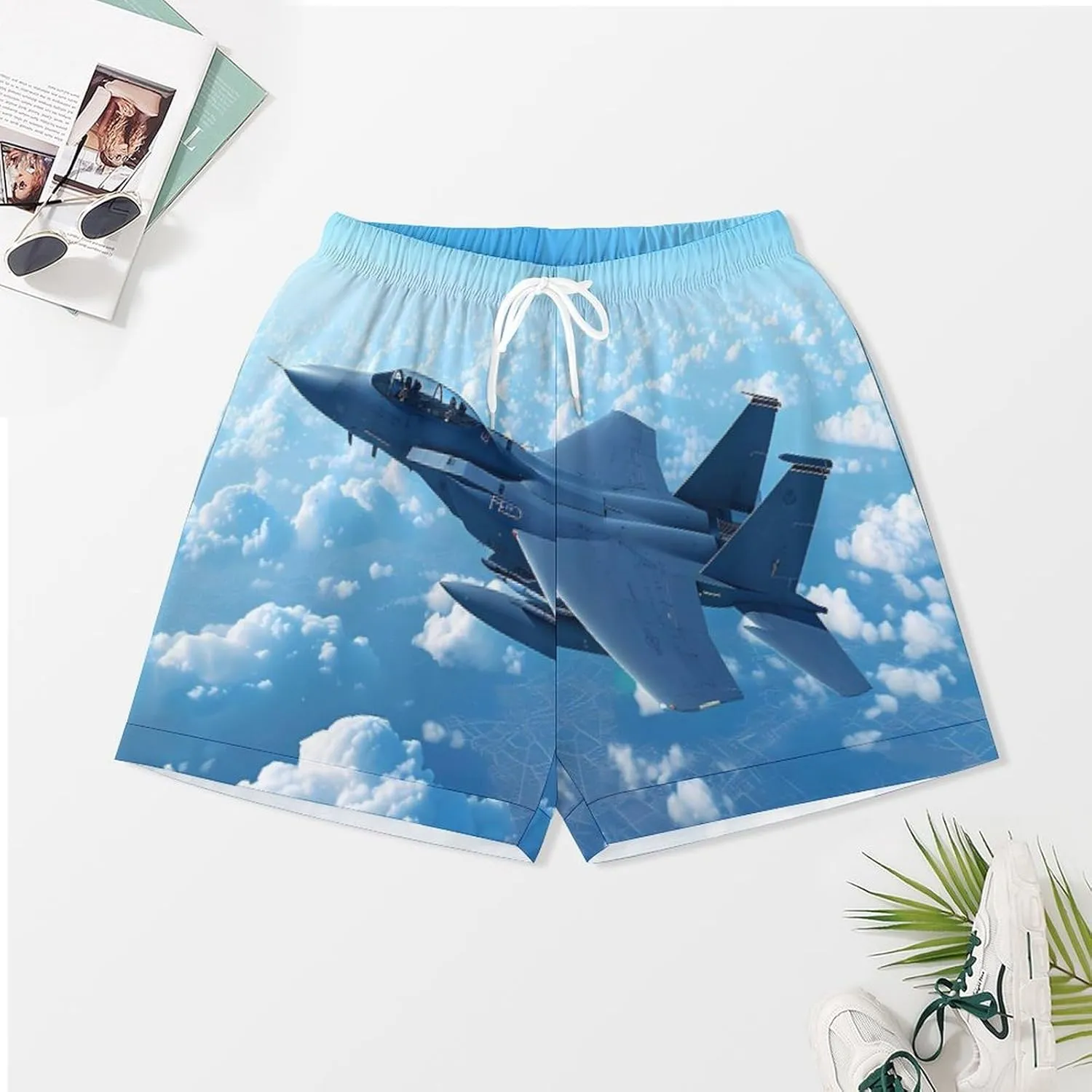 F-15 Eagle Jet Plane Women's Satin Pajama Set Short Sleeve Button Down Sleepwear Loungewear Pj Set
