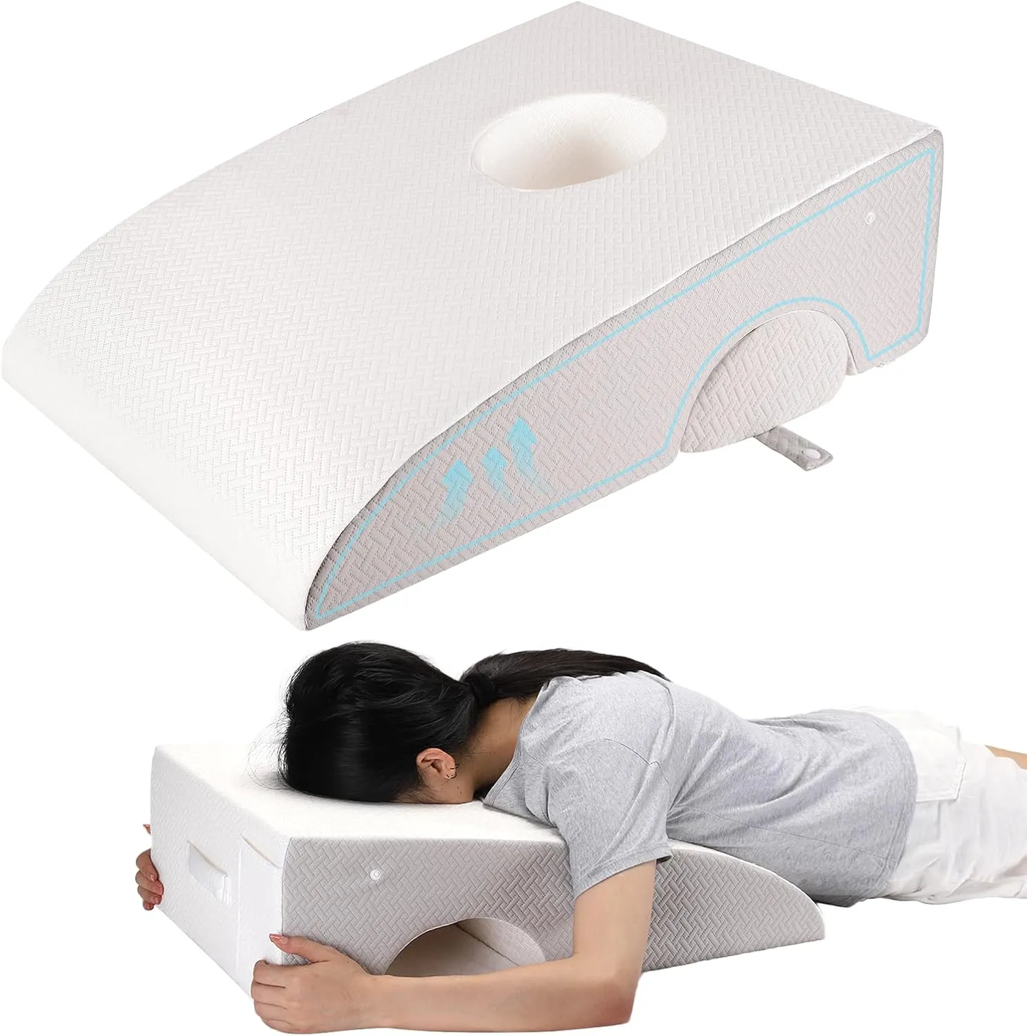 Face Down Pillow After Eye Surgery, Vitrectomy Pillow for Retinal Surgery, Vitrectomy Recovery Equipment for Sleeping, Foam-Filled Home Massage Pillow with Removable Pillow (White)