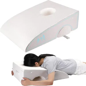 Face Down Pillow After Eye Surgery, Vitrectomy Pillow for Retinal Surgery, Vitrectomy Recovery Equipment for Sleeping, Foam-Filled Home Massage Pillow with Removable Pillow (White)