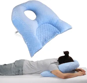 Face Down Pillow for Sleeping, Prone Pillow for Vitrectomy or Retinal Surgery, Adjustable Height Prone Face Down Sleep, Retina Lying Eye Surgery Recovery (Dot-Light Blue)