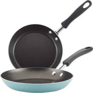Farberware Cookstart DiamondMax Nonstick Frying Pans/Skillet Set, Dishwasher Safe, 8.25 Inch and 10 Inch, Aqua