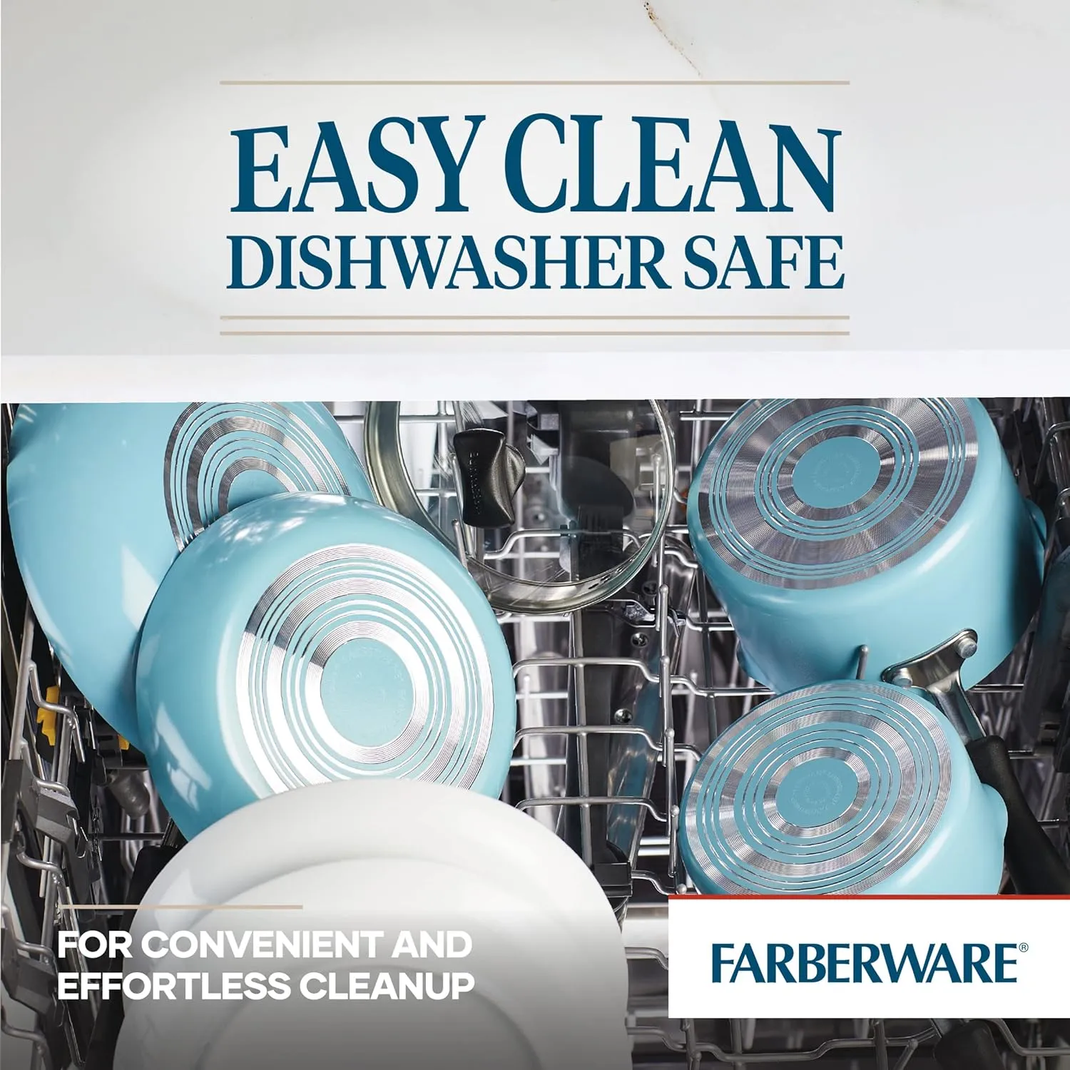 Farberware Cookstart DiamondMax Nonstick Frying Pans/Skillet Set, Dishwasher Safe, 8.25 Inch and 10 Inch, Aqua