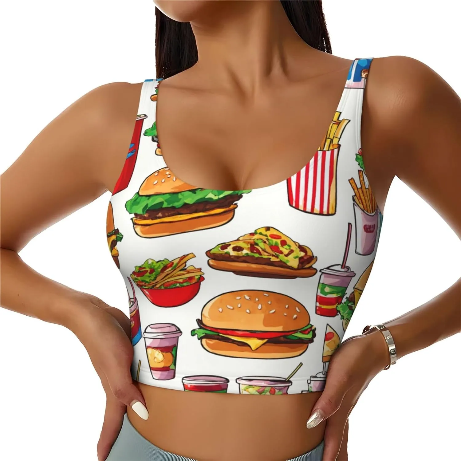 Fast Food Printing Women's Sport Hot Sweat Slimming Vest Body Shapers for Weight Loss No Zipper Summer Sport Vest