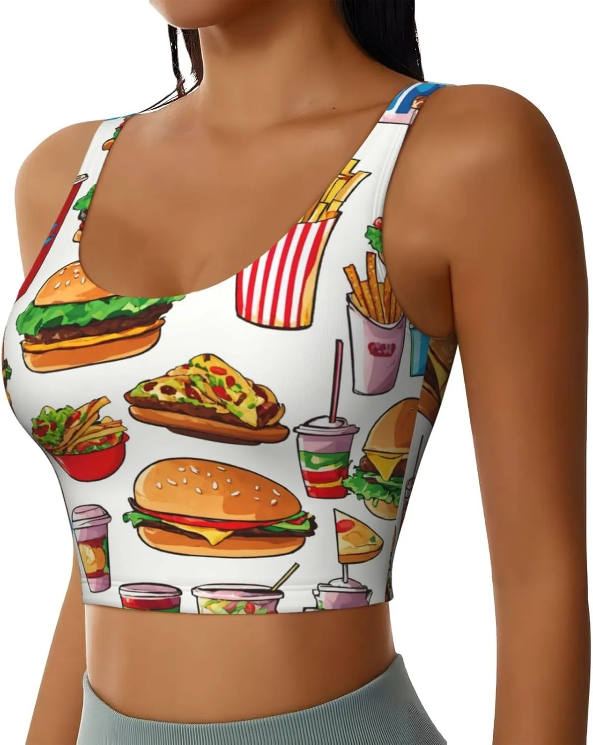 Fast Food Printing Women's Sport Hot Sweat Slimming Vest Body Shapers for Weight Loss No Zipper Summer Sport Vest