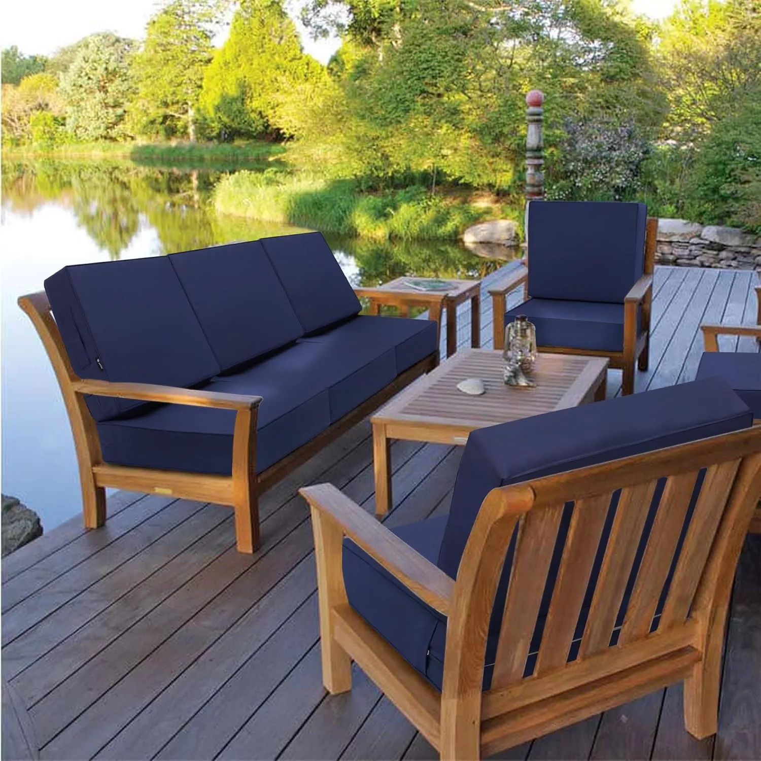 Favoyard Deep Seat Patio Cushion Set 24 x 24 Inch Waterproof Outdoor Chair Cushions for Patio Furniture with Fade Resistant and Removable Cover with Handle & Adjustable Straps for Patio, Yard, Garden