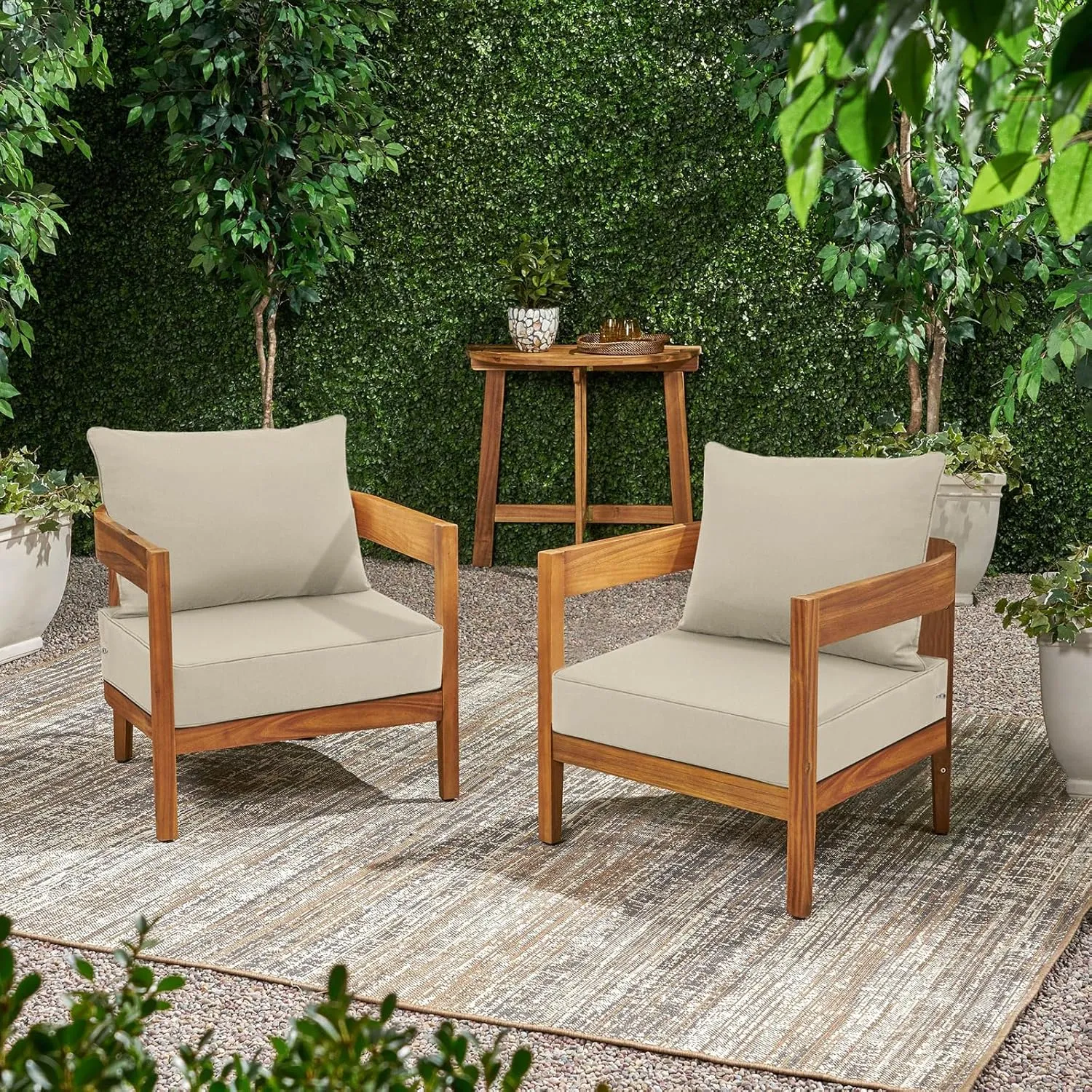 Favoyard Outdoor Seat Cushion Set 24 x 24 Inch Waterproof & Fade Resistant Patio Furniture Cushions with Removable Cover Deep Seat & Back Cushion with Handle and Adjustable Straps for Chair Sofa Couch