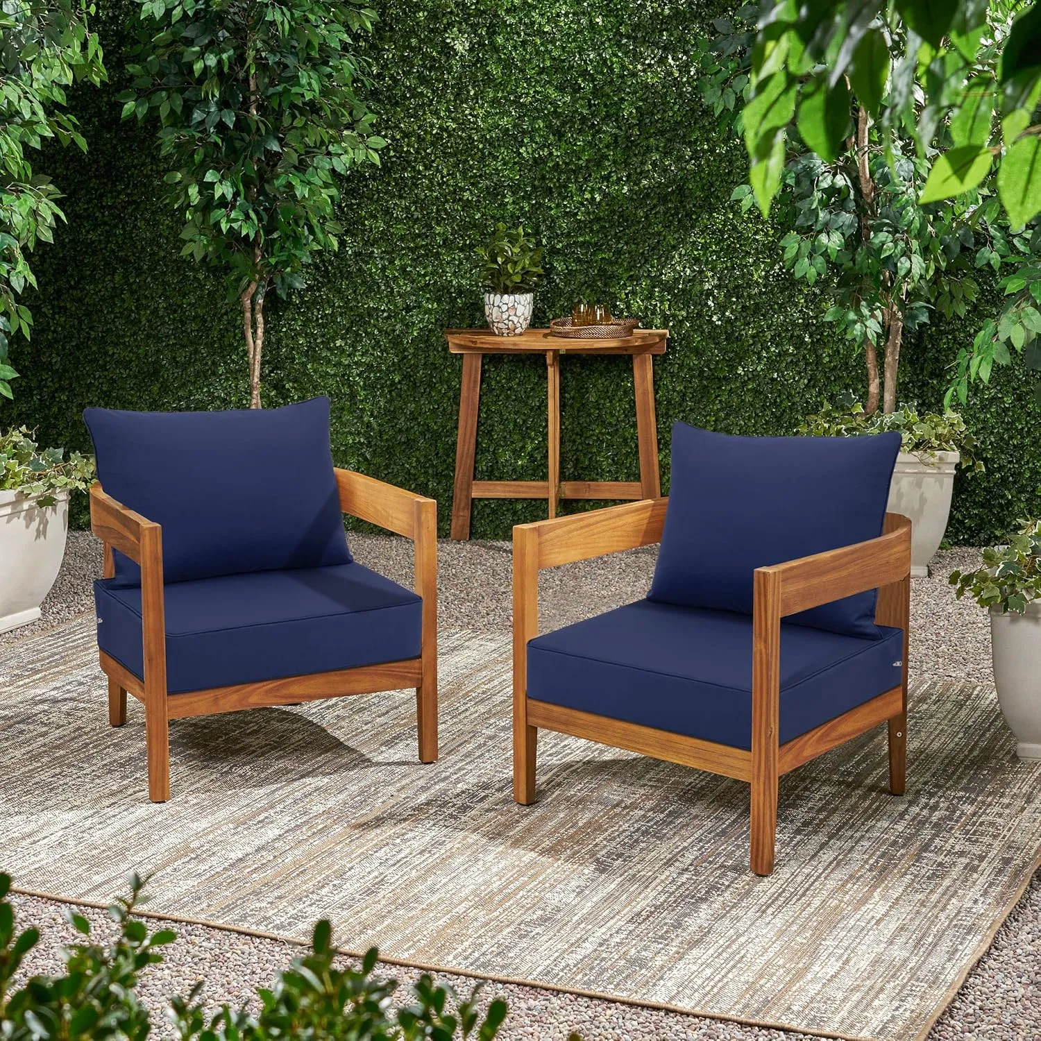 Favoyard Outdoor Seat Cushion Set 24 x 24 Inch Waterproof & Fade Resistant Patio Furniture Cushions with Removable Cover, Handle and Adjustable Straps for Chair Sofa Couch