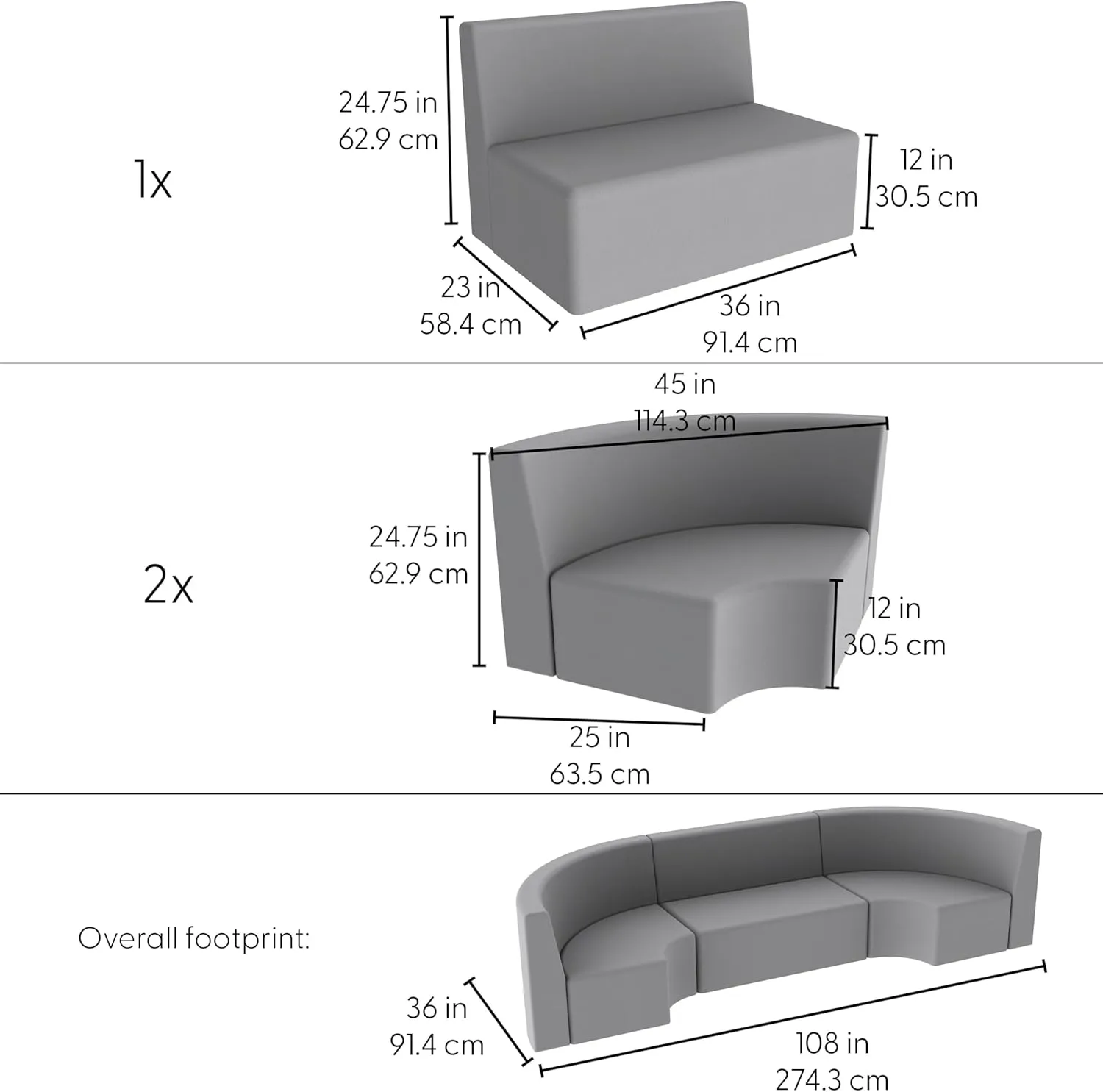 FDP Pro Series Tallback Chair Set, 12" Height; Collaborative Commercial Furniture for Hotel Lobby, Office, School, Restaurant, Library, Waiting Room (3-Piece) - Navy/Gray