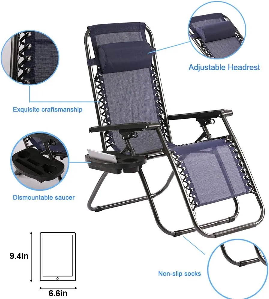 FDW Zero Gravity Chair Patio Lounge Chairs Lounge Patio Chairs 2 Pack Adjustable Reliners for Pool Yard with Cup Holder