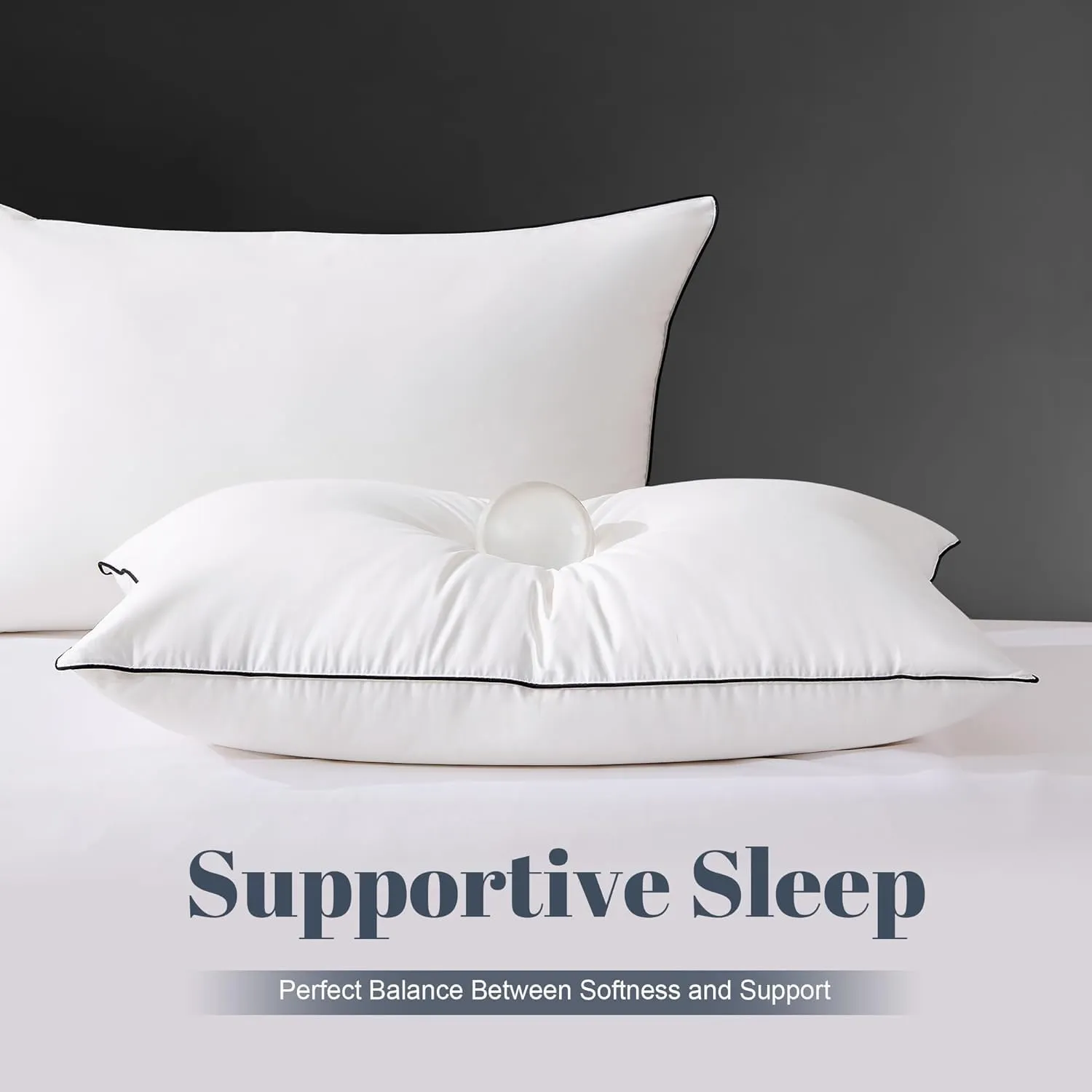 Feather Down Pillows Queen Size for Sleeping, 1 Pack White Hotel Fluffy Bed Pillow with Airyfil™ Fillings, Medium Firm for Side Sleepers, 20×30 in.