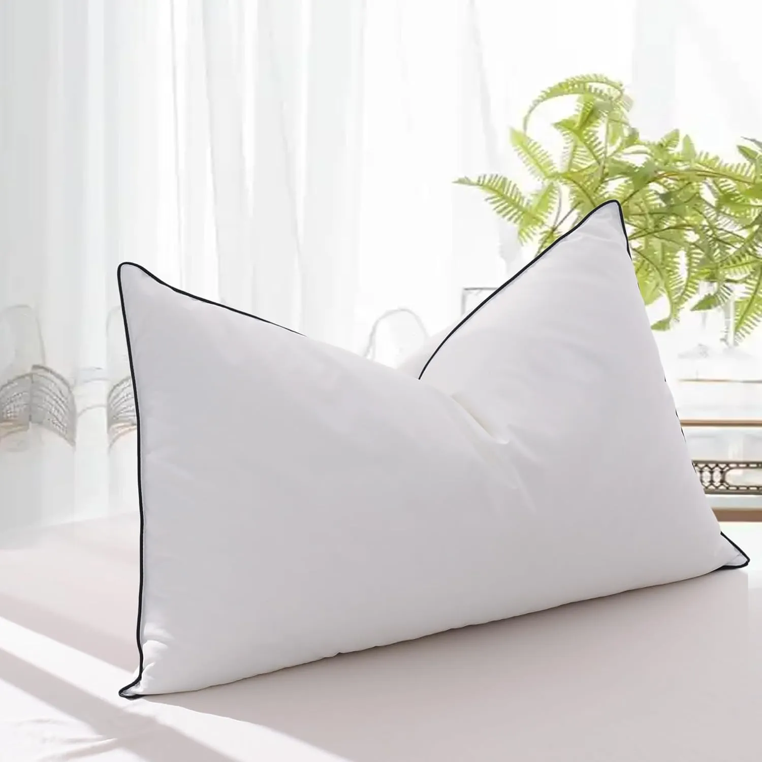 Feather Down Pillows Queen Size for Sleeping, 1 Pack White Hotel Fluffy Bed Pillow with Airyfil™ Fillings, Medium Firm for Side Sleepers, 20×30 in.