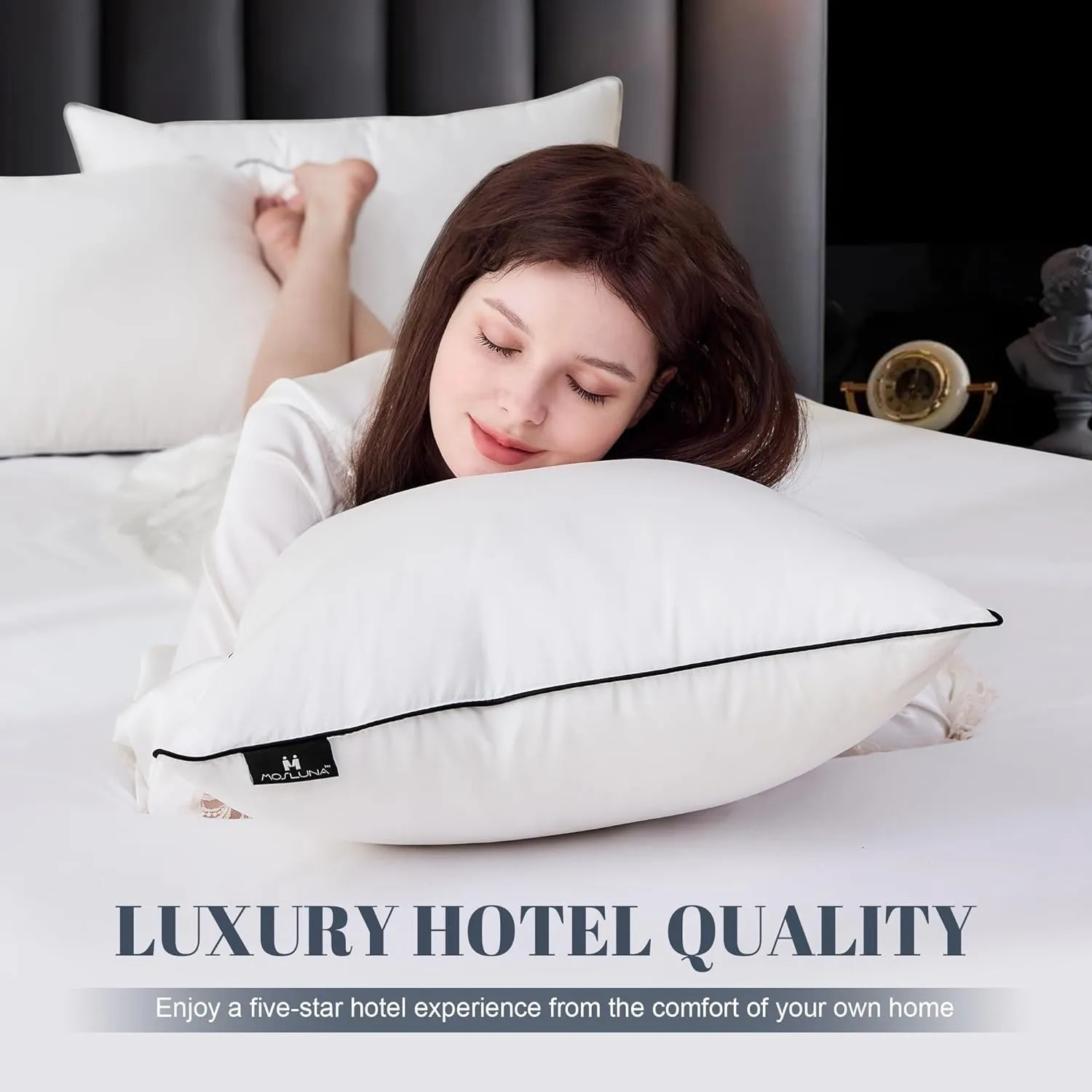 Feather Down Pillows Queen Size for Sleeping, 1 Pack White Hotel Fluffy Bed Pillow with Airyfil™ Fillings, Medium Firm for Side Sleepers, 20×30 in.