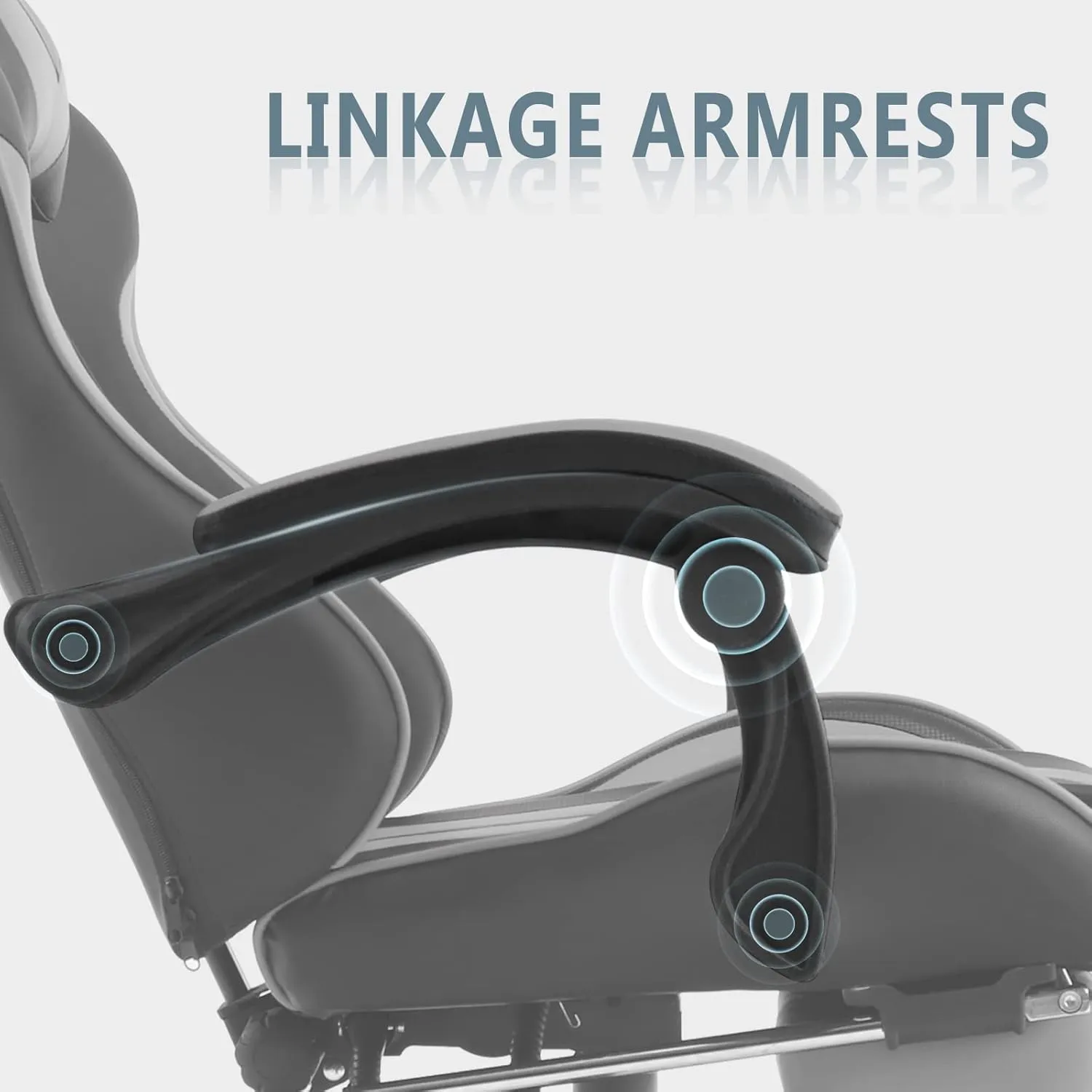Ferghana Grey Gaming Chairs with Footrest,PC Gaming Chair,Computer Chair, E-Sports Chair,Ergonomic Office Chair with Adjustable Headrest and Lumbar Support(Grey)