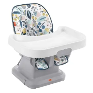 Fisher-Price Baby to Toddler High Chair SpaceSaver Simple Clean Portable Dining Seat & Booster with Washable Deep Tray & Liner, Pacific Pebble