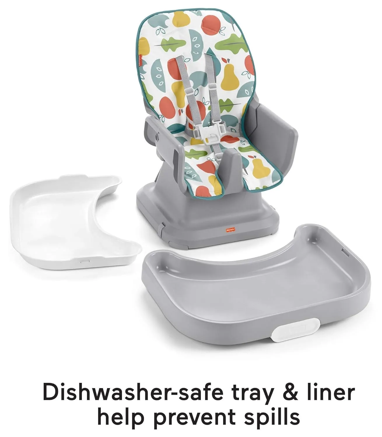 Fisher-Price Baby to Toddler High Chair SpaceSaver Simple Clean Portable Dining Seat & Booster with Washable Deep Tray & Liner, Pacific Pebble