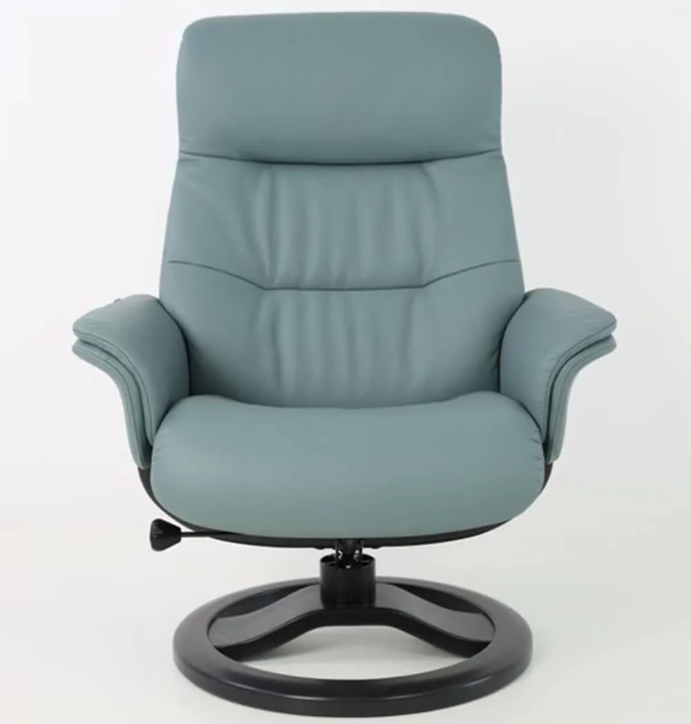 Fjords Anne R Small Norwegian Ergonomic Swivel Recliner Lounge Chair and Ottoman - Cigar SL 254 Soft Line Leather with Walnut Wood