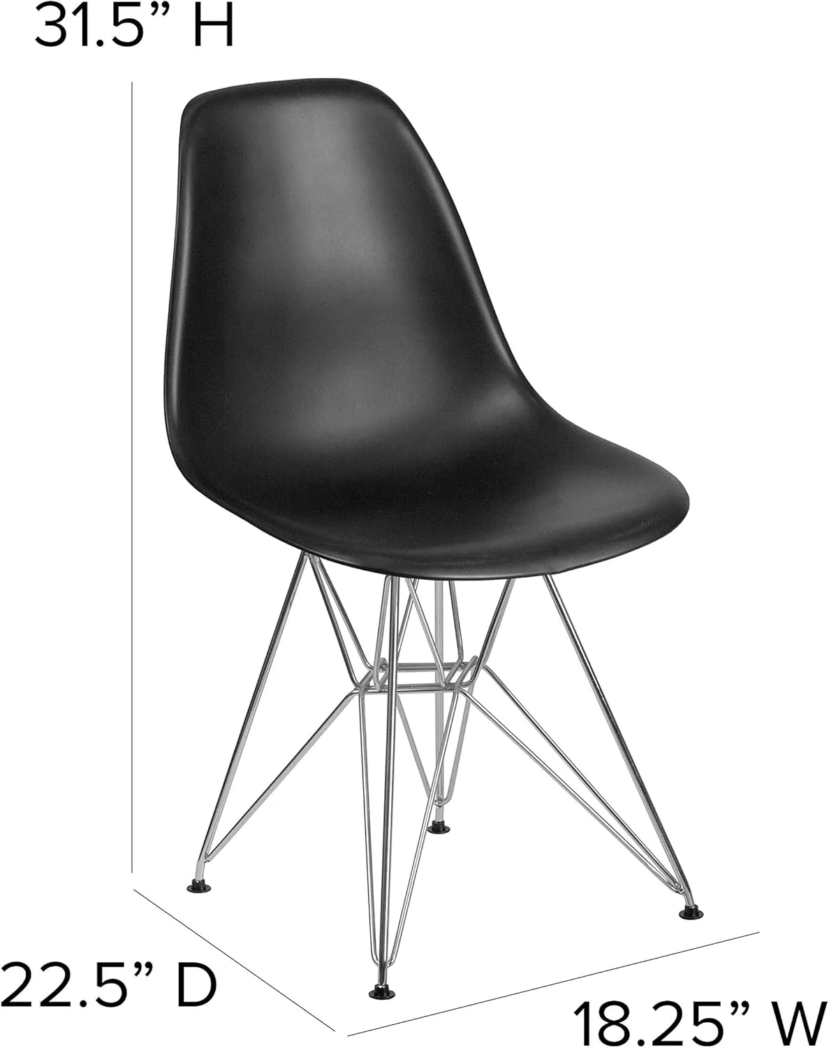 Flash Furniture Elon Series Black Plastic Chair with Chrome Base