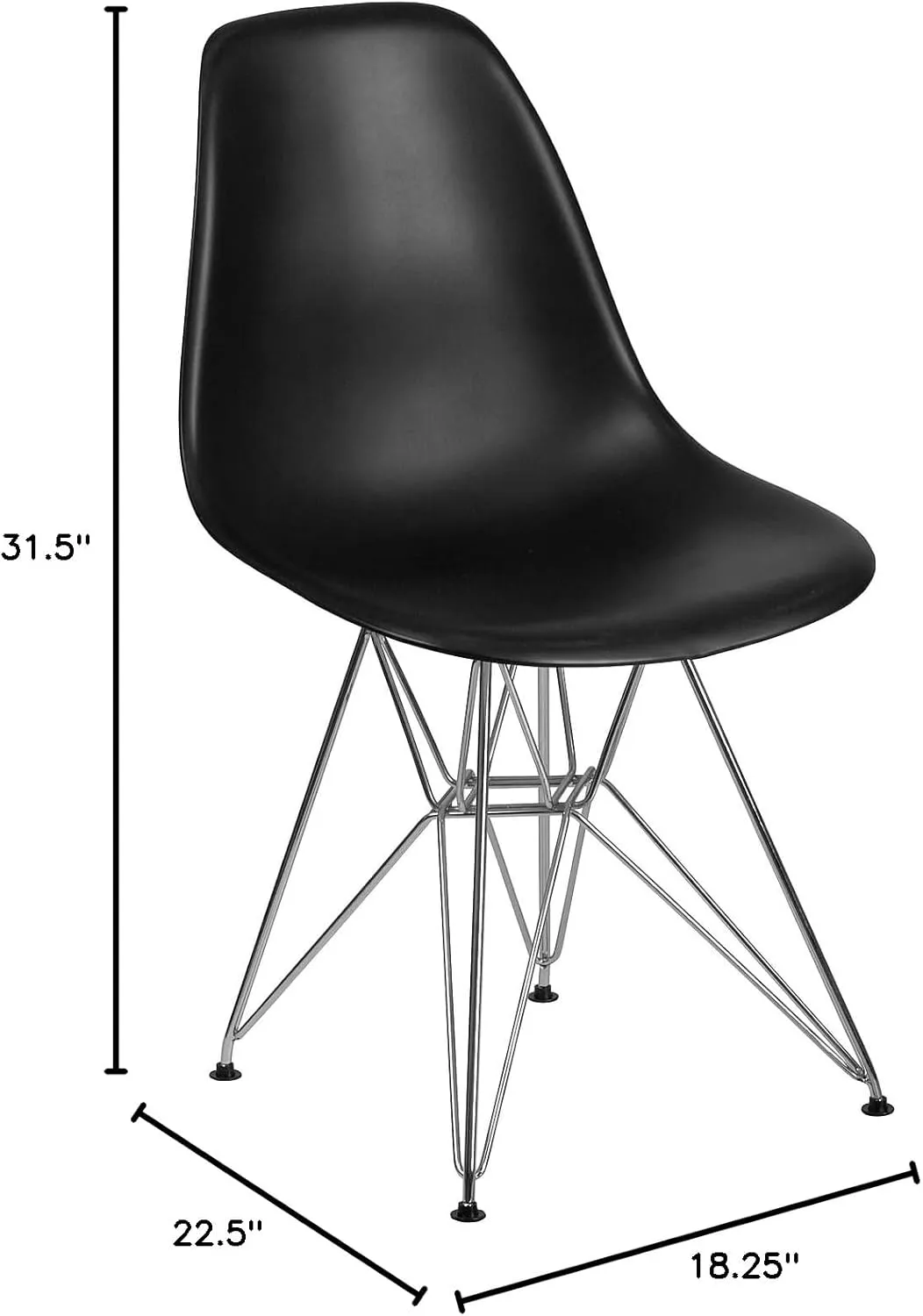 Flash Furniture Elon Series Black Plastic Chair with Chrome Base