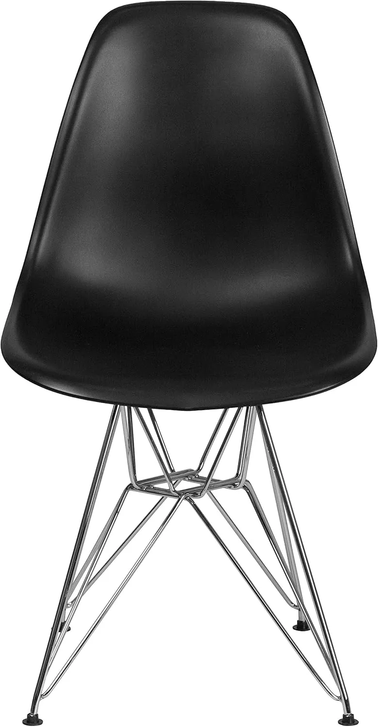 Flash Furniture Elon Series Black Plastic Chair with Chrome Base