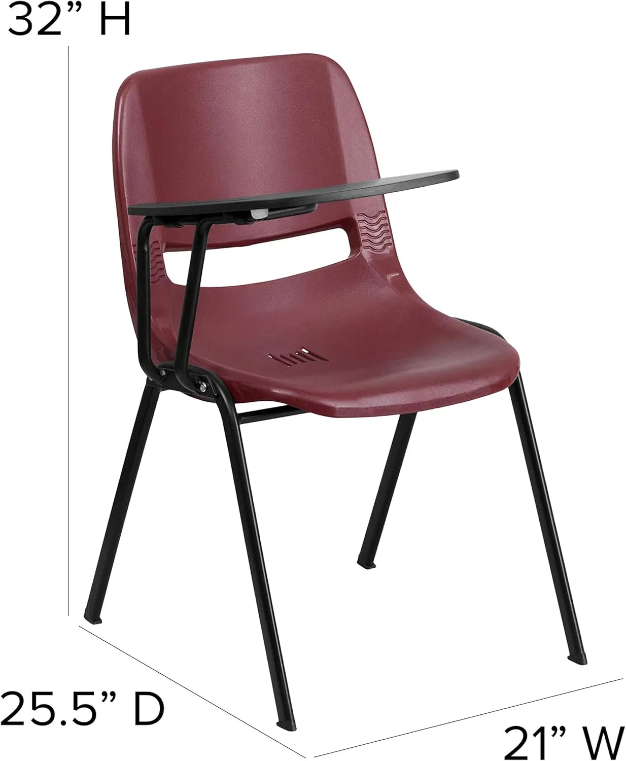 Flash Furniture HERCULES Burgundy Ergonomic Shell Chair with Right Handed Flip-Up Tablet Arm