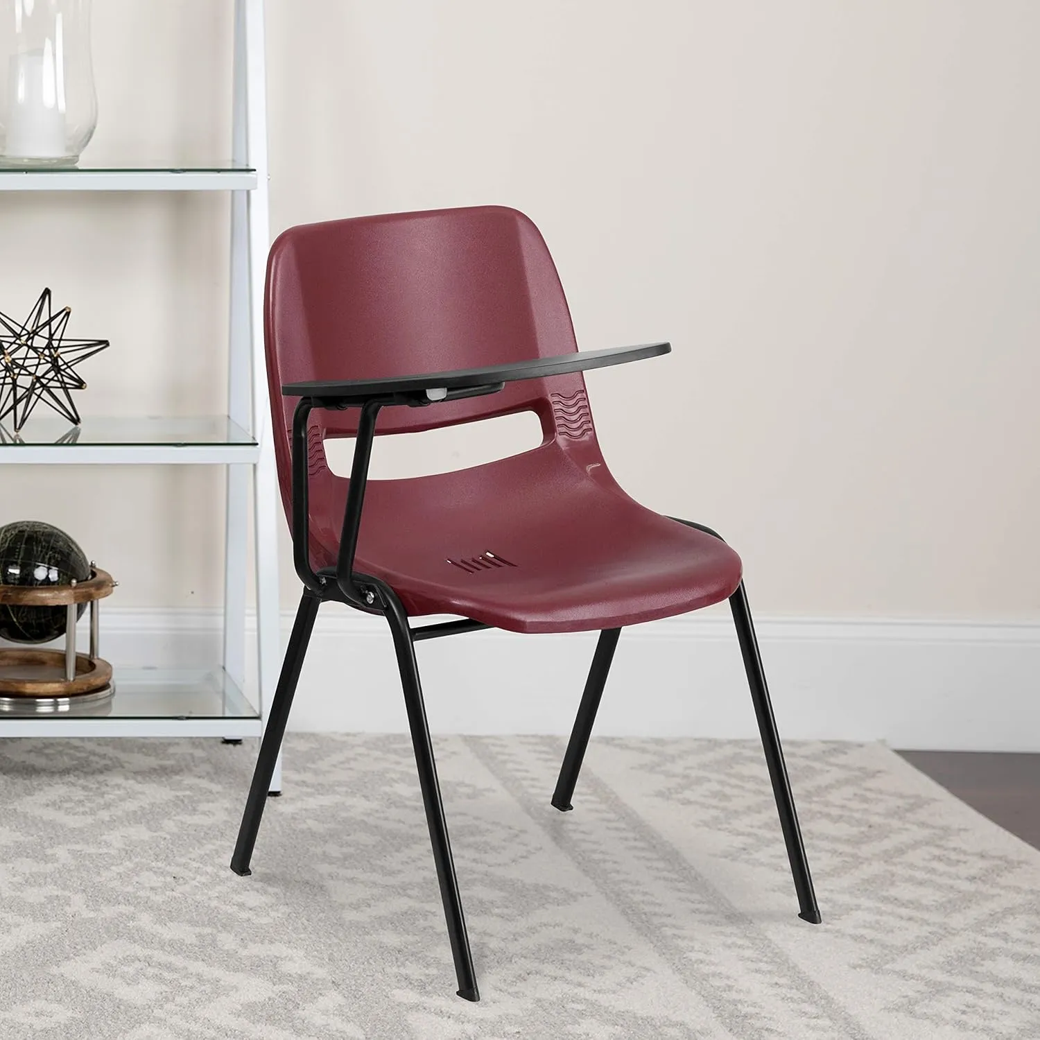 Flash Furniture HERCULES Burgundy Ergonomic Shell Chair with Right Handed Flip-Up Tablet Arm