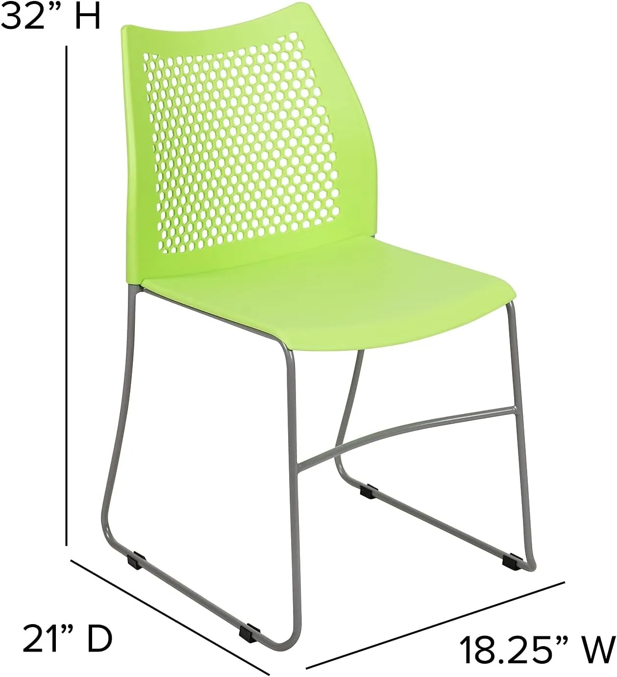 Flash Furniture Hercules Series Contoured Lobby Chairs with Air-Vent Honeycomb Backs, Ergonomic Stacking Chairs for Offices, Set of 5, Green