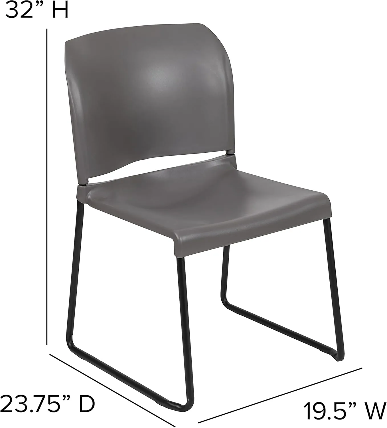 Flash Furniture Hercules Series Contoured Stacking Chairs for Waiting Rooms and Offices, Ergonomic Lobby Chairs with Curved Back, Set of 5, Gray
