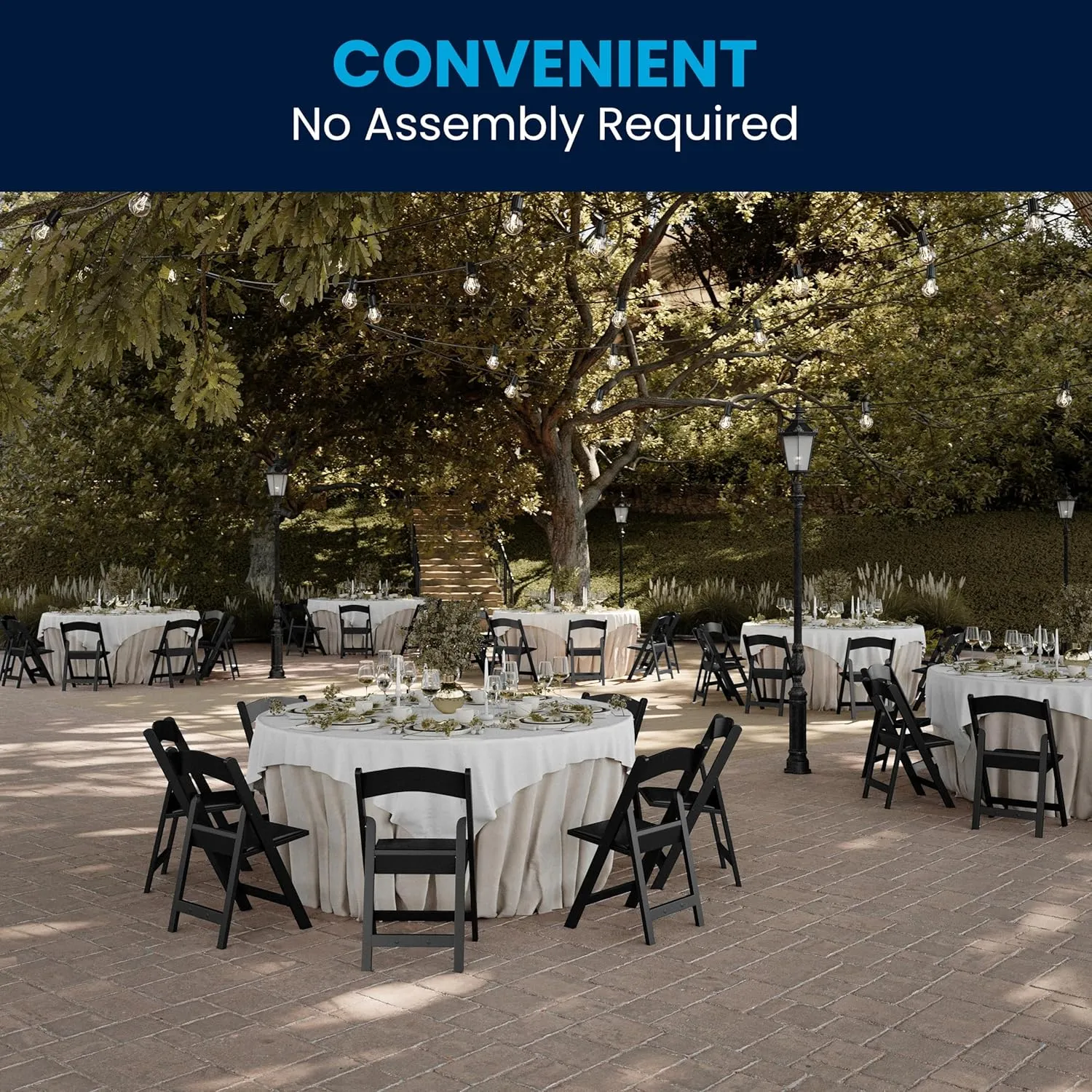 Flash Furniture Hercules Series Folding Chairs for Weddings and Formal Events, Stackable Commercial Event Seats with 1,000-lb. Static Weight Capacity, Set of 4, Black