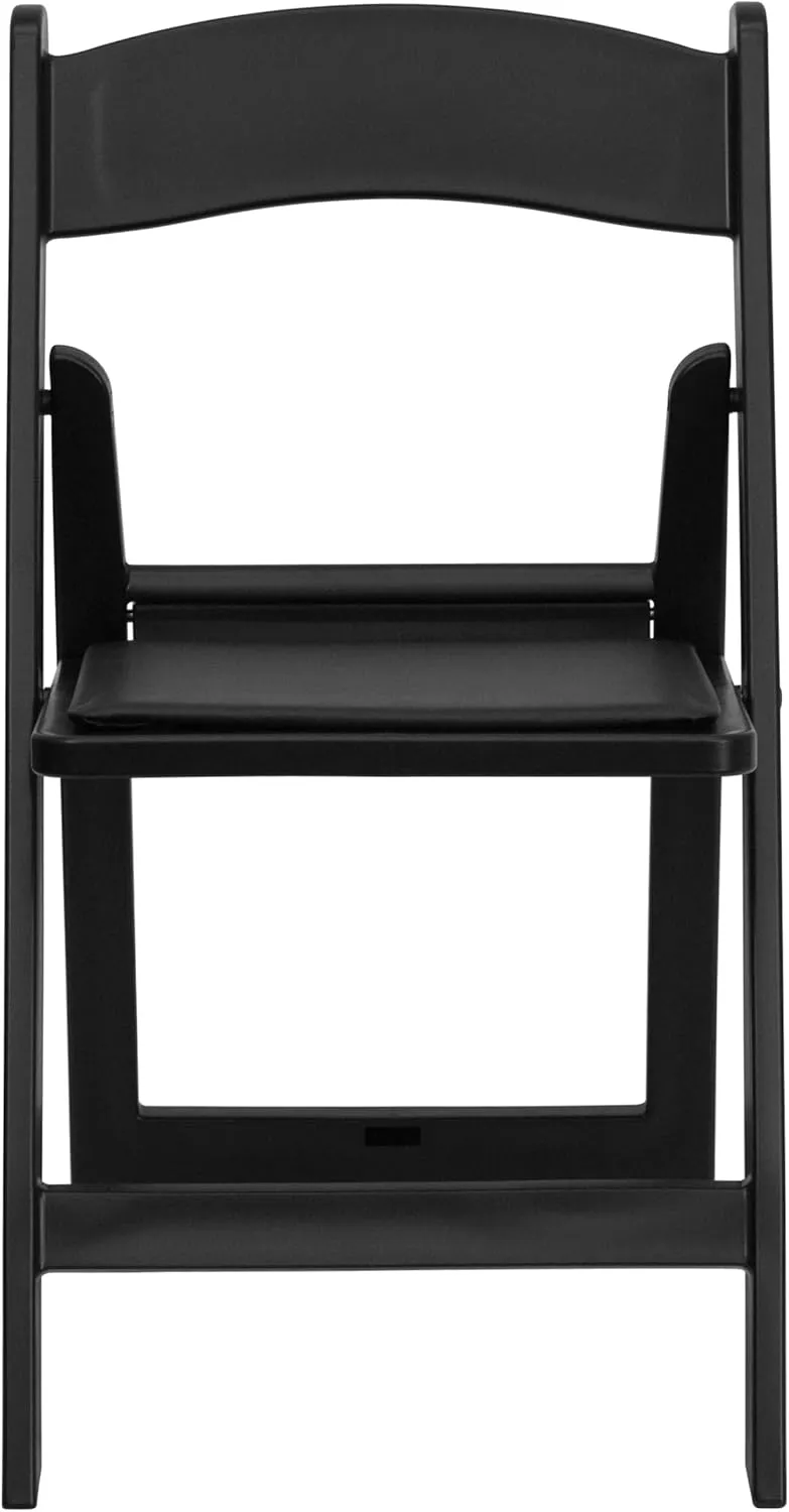 Flash Furniture Hercules Series Folding Chairs for Weddings and Formal Events, Stackable Commercial Event Seats with 1,000-lb. Static Weight Capacity, Set of 4, Black
