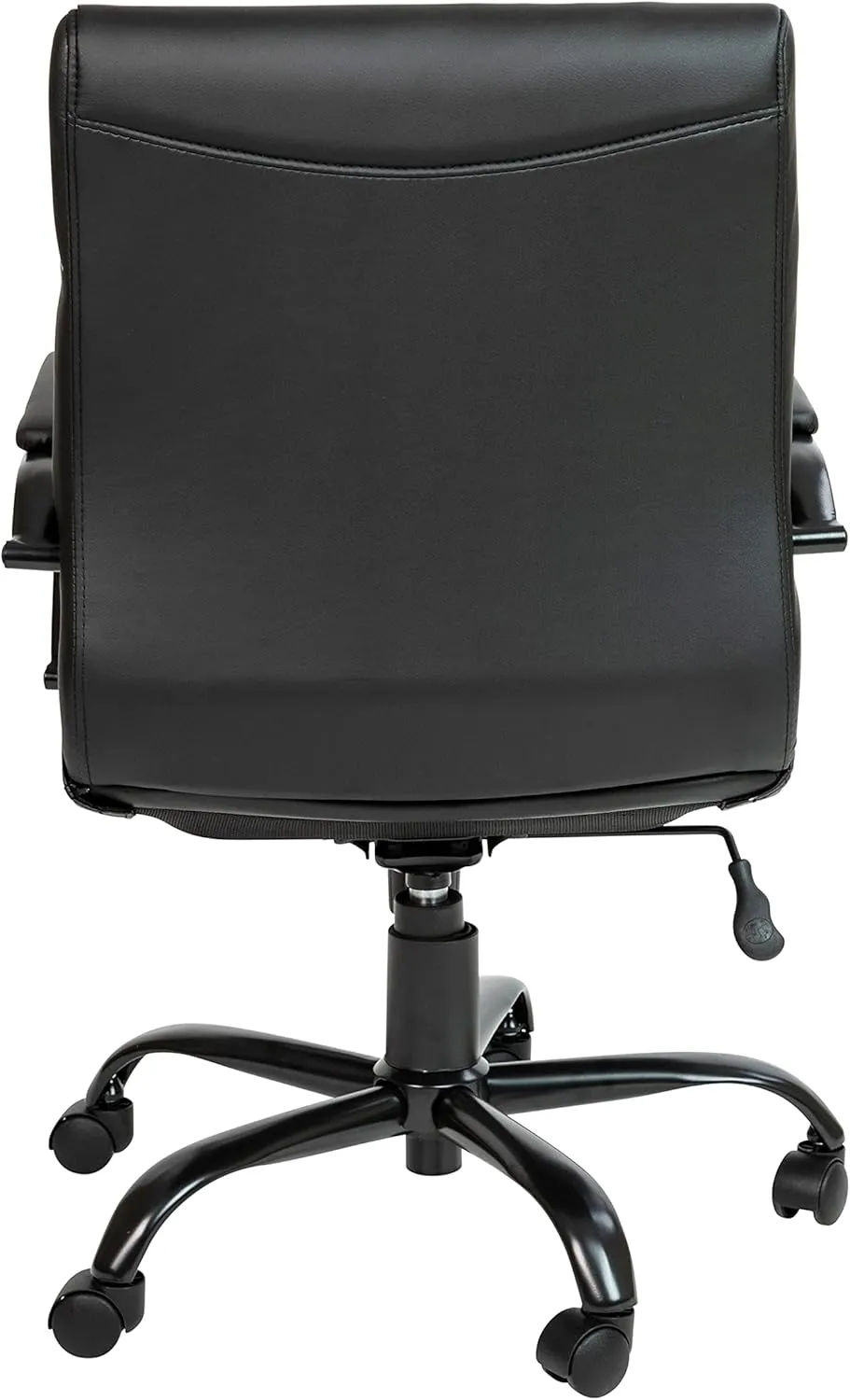 Flash Furniture Whitney Mid-Back Swivel LeatherSoft Desk Chair with Padded Seat and Armrests, Adjustable Height Padded Office Chair, Black