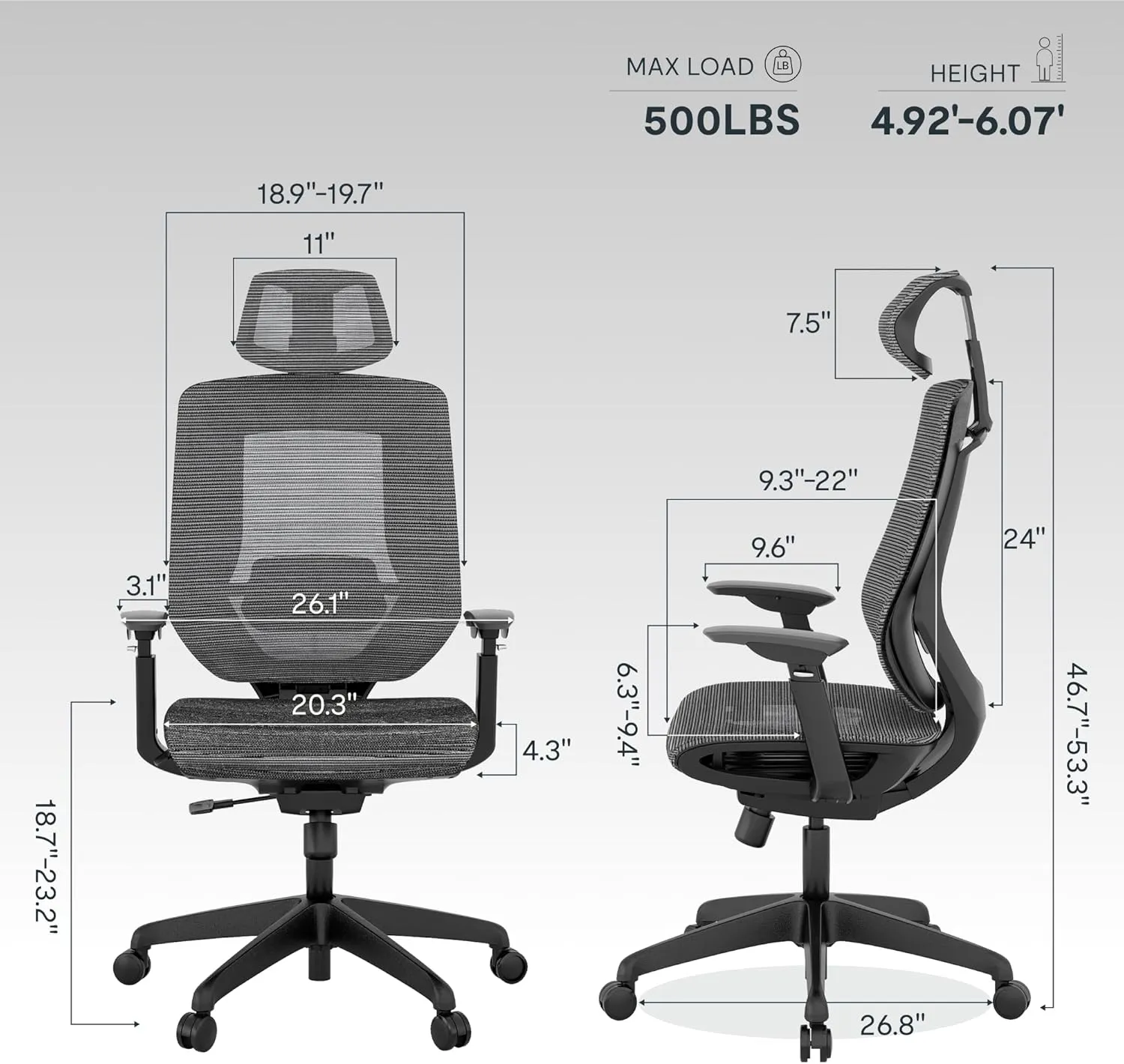 FLEXISPOT Upgraded OC6 Big and Tall Office Chair Heavy Duty,4D Armrest Mesh Ergonomic Home Office Chair with High Back,Lumbar Support,Tilt Function,and 360°Swivel Wheels(Orange)