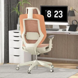 FLEXISPOT Upgraded OC6 Big and Tall Office Chair Heavy Duty,4D Armrest Mesh Ergonomic Home Office Chair with High Back,Lumbar Support,Tilt Function,and 360°Swivel Wheels(Orange)