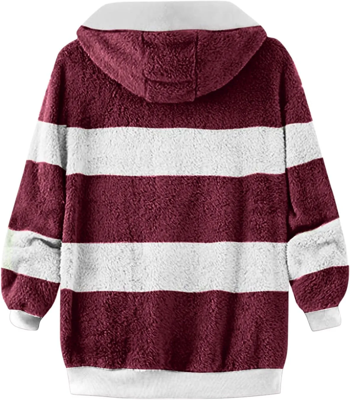 Fluffy Jackets For Women Cute Color Block Loose Soft Zip Up Sherpa Coat Warm Winter Fuzzy Fleece Hooded Jacket Outwear