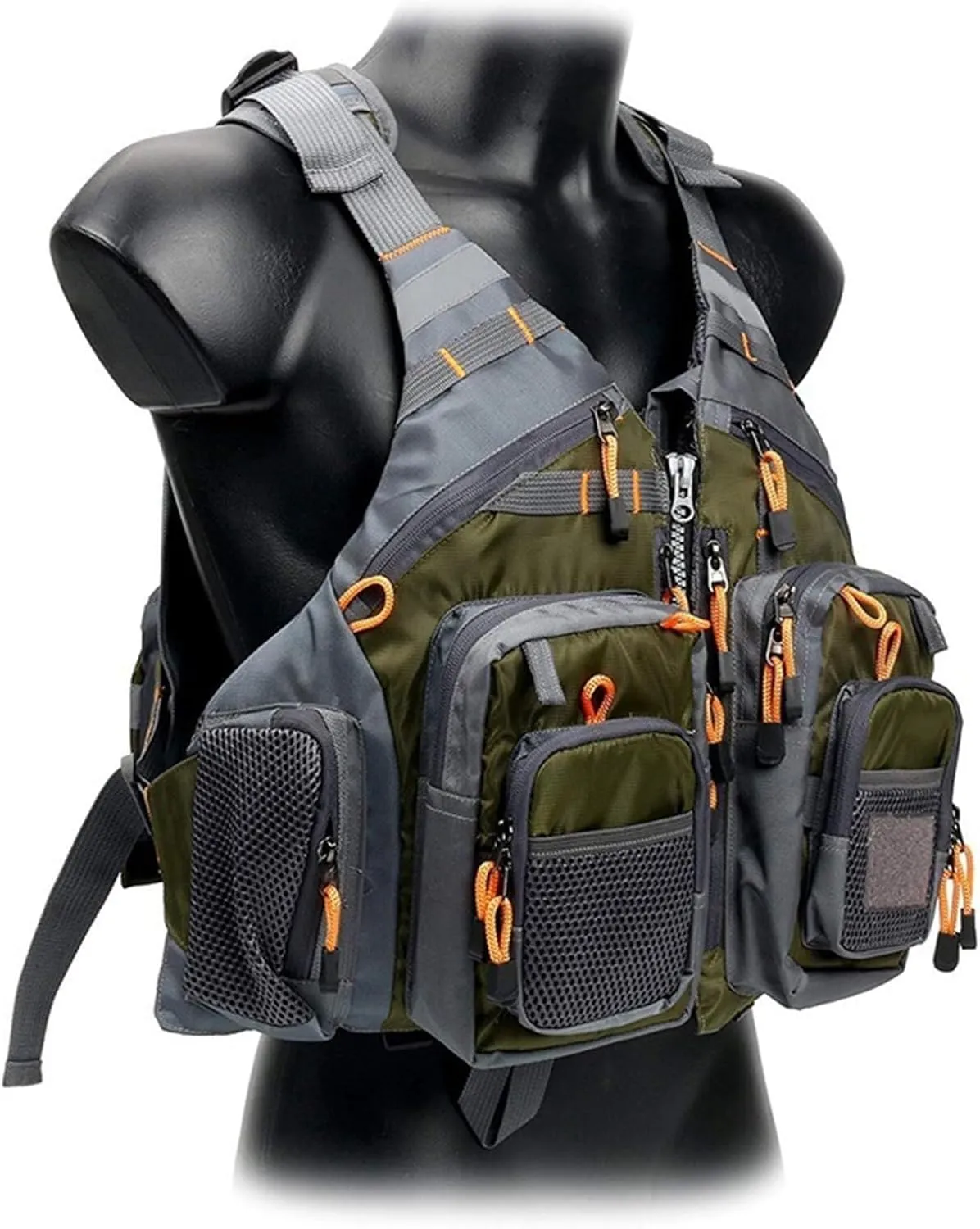 Fly Fishing Vest, Removable Mountain Climbing Fishing Vest for Adults, Adjustable Safety Buoyancy Jacket with Pockets, One Size