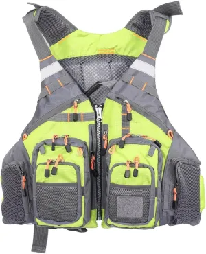 Fly Fishing Vest, Removable Mountain Climbing Fishing Vest for Adults, Adjustable Safety Buoyancy Jacket with Pockets, One Size