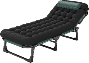 Folding Camping Cot for Adults, Adjustable Adults Reclining Chaise, Folding Camping Cot, Sleeping Cots, Camp Bed for Outdoor, Home, Office (Color:A)