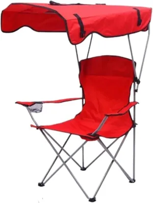 Folding Canopy Chair with Shade Portable Recliner Beach Chair for Outdoor Lawn Camping Picnic Fishing Comfortable Recliner Seat(Red)
