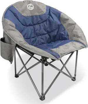 Folding Compact Camping Moon Chair, Outdoor Padded Saucer Round Chair w/Cup Holder Supports up to 300 lbs for Beach Hiking Fishing Picnic Lawn,Blue