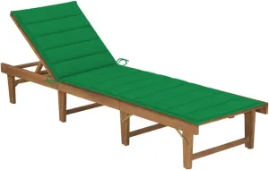 Folding Sun Lounger with Cushion Solid Acacia Woodoutdoor Lounge Chairs Camping Chairs Tanning Chair Recliner chairSuitable for Gardens, courtyards