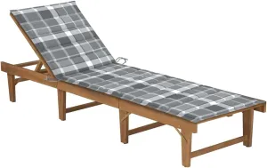 Folding Sun Lounger with Cushion Solid Acacia Woodtanning Chair Recliner Camping Chairs Patio Suitable for Garden Courtyard