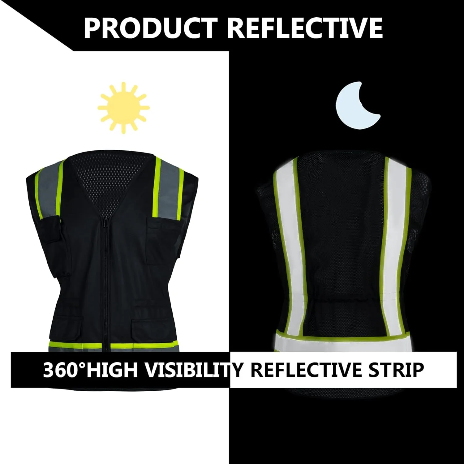 FONIRRA Hi Vis Safety Vest for Women Reflective ANSI Class 2 High Visibility Work Construction Short Sleeve