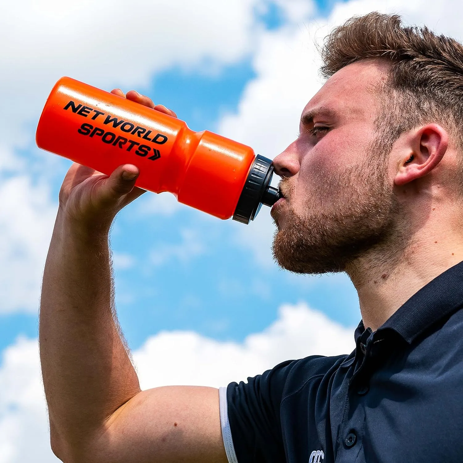 FORZA Team Sports Water Bottles | 25oz Capacity with Portable Carry Bag or Foldable Carrier - BPA-Free Plastic for Hydration on the Go (Carry Bag, Orange)