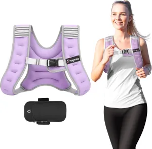 Fragraim Weighted Vest for Women Men - 8lb/10lb/12lb/16lb/22lb Weight Vest with Reflective Stripe, Detachable Phone Pouch, Ideal for Walking, Strength Training, Running, Workout, Cardio