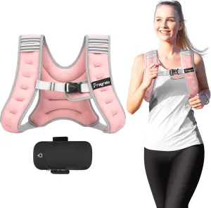 Fragraim Weighted Vest with 8lb/10lb/12lb/16lb/22lb Weights and Reflective Stripe, Weight Vest Women Men for Walking, Workout, Strength Training, Running