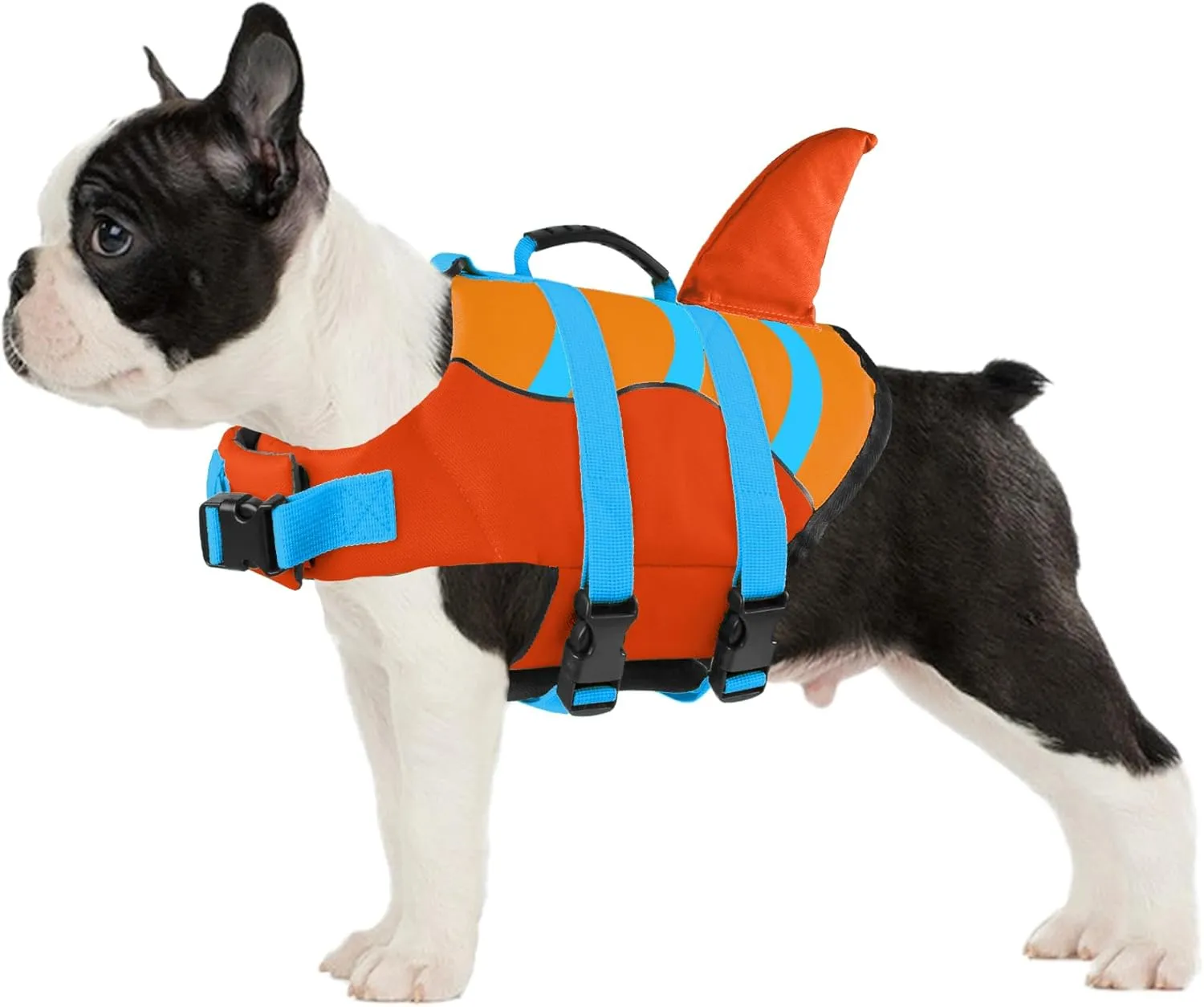 Fragralley Shark Dog Life Jacket, High Buoyancy with Tear-Resistant Nylon, Dog Float Vest for Swimming and Boating, Pet Life Preserver for Small Medium Large Dogs (PFD)